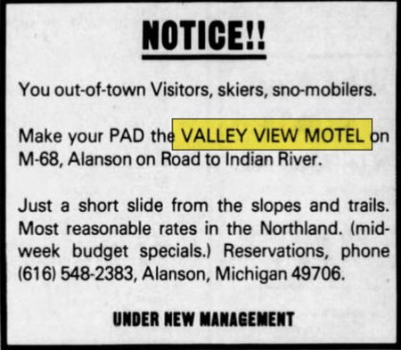 Valley View Motel (Country House) - Feb 1977 Ad